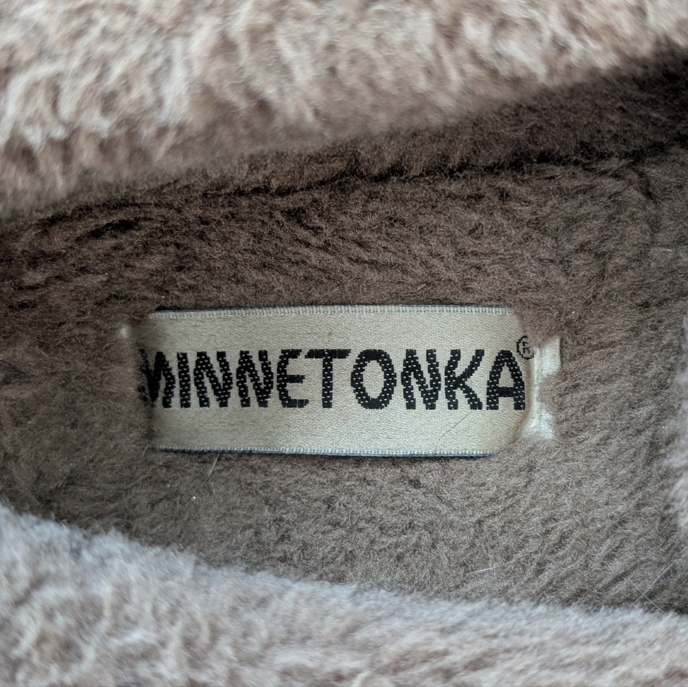 Minnetonka Women's Size 6M Shoes Brown Suede Faux Fur Lined Slippers Loafers - Picture 7 of 12